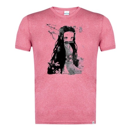 CAMISETA ROJA MEZCLA CON IMAGEN EN TONALIDADES NEGRAS kimetsu no yaiba nezuko cazador demonios carmesi tshirt