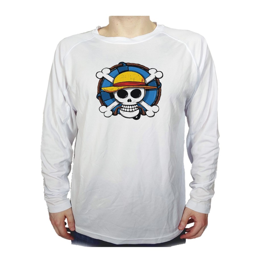 CAMISETA MANGA LARGA One piece logo calavera barco pirata luffy personalizada