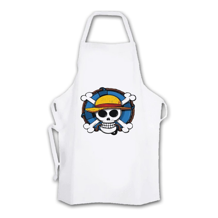 DELANTAL TALLA ADULTO One piece logo calavera barco pirata luffy cocina personalizado