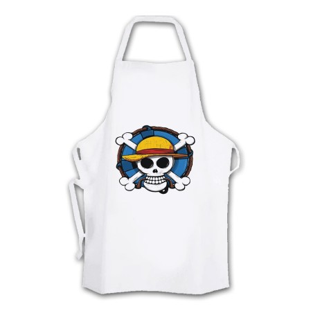 DELANTAL TALLA ADULTO One piece logo calavera barco pirata luffy cocina personalizado