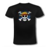 CAMISETA NEGRA One piece logo calavera barco pirata luffy moda verano personalizada
