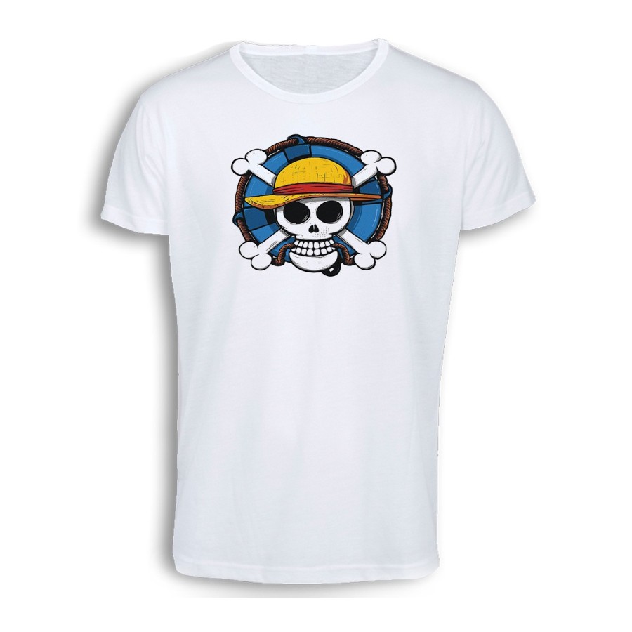 CAMISETA TACTO ALGODÓN One piece logo calavera barco pirata luffy cómoda personalizada