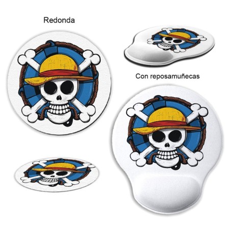 ALFOMBRILLA REDONDEADA One piece logo calavera barco pirata luffy curva curvada reposamuñecas pc raton