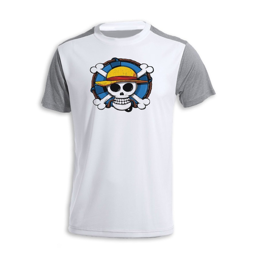 CAMISETA DISEÑO BICOLOR One piece logo calavera barco pirata luffy personalizada