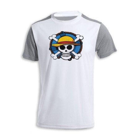 CAMISETA DISEÑO BICOLOR One piece logo calavera barco pirata luffy personalizada