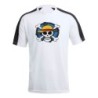 CAMISETA TÉCNICA FRANJA MANGAS NEGRA One piece logo calavera barco pirata luffy personalizada