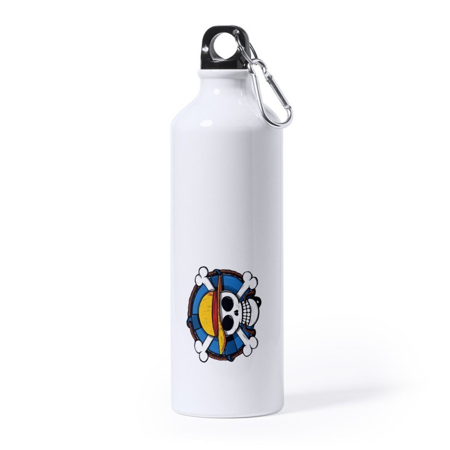 BIDON GRANDE 800 ML ACERO INOXIDABLE One piece logo calavera barco pirata luffy deporte deportivo mosqueton botella