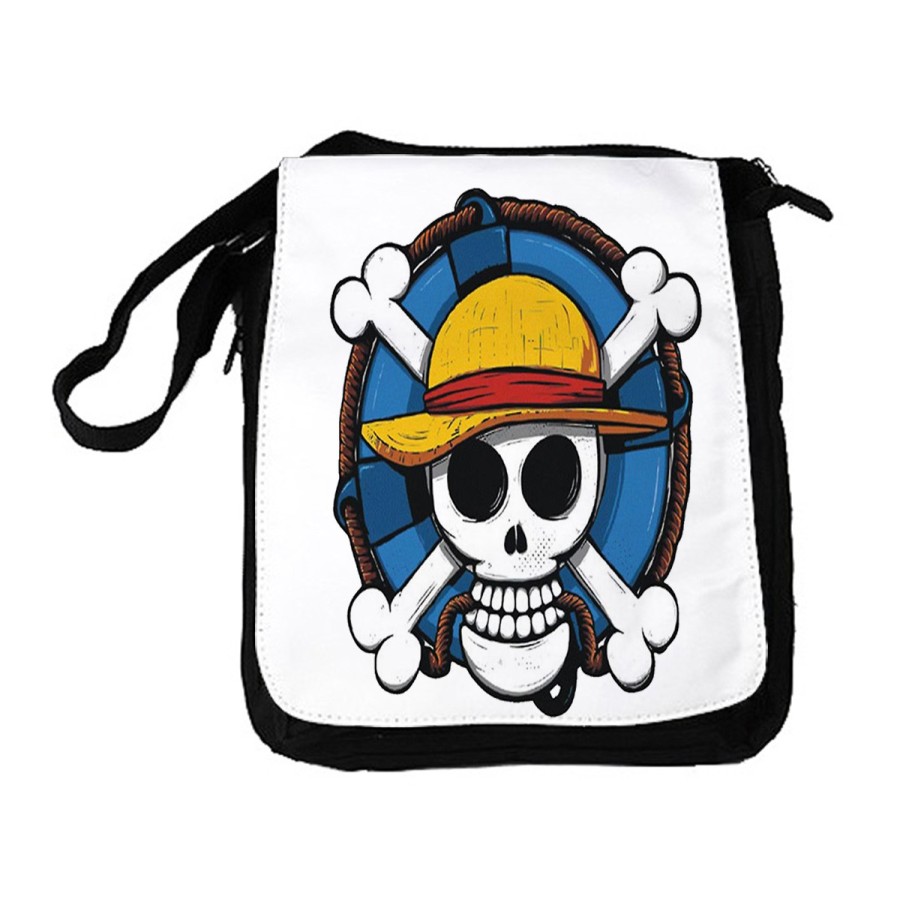 BANDOLERA REPORTERO MEDIANA BOLSO One piece logo calavera barco pirata luffy bolsa mochila hombro