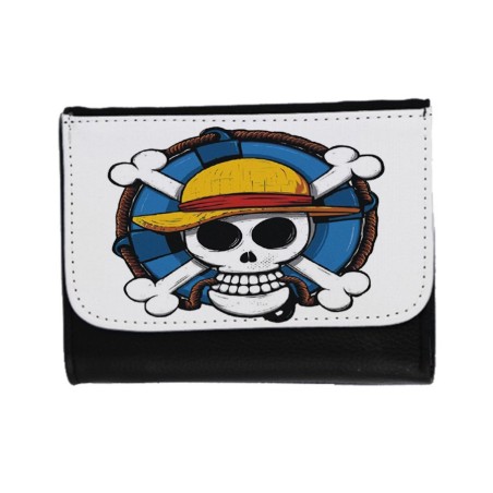 BILLETERA BILLETERO One piece logo calavera barco pirata luffy unisex negro monedero