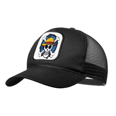 GORRA NEGRA CON REJILLA One piece logo calavera barco pirata luffy moda deporte