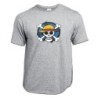 CAMISETA GRIS MEZCLA One piece logo calavera barco pirata luffy moda verano personalizada