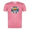 CAMISETA ROJA MEZCLA One piece logo calavera barco pirata luffy moda verano tshirt