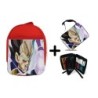 PACK MOCHILA ROJA Y ESTUCHE Vegeta galik canon kamehameha ssj blue formas majin material escolar