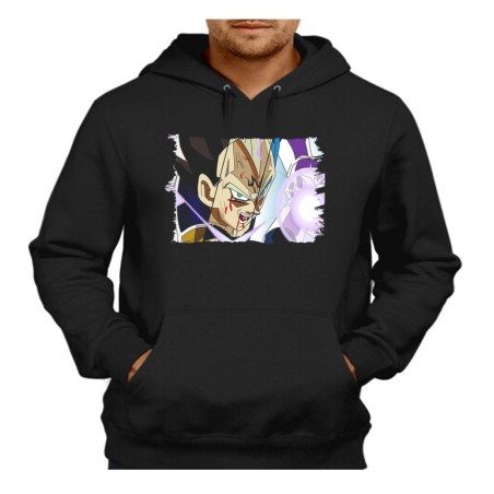 SUDADERA NEGRA CON CAPUCHA Vegeta galik canon kamehameha ssj blue formas majin adulto poliester algodón personalizada