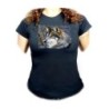 CAMISETA NEGRA MUJER lobo gris animal salvaje feroz mascota bosque oferta personalizada