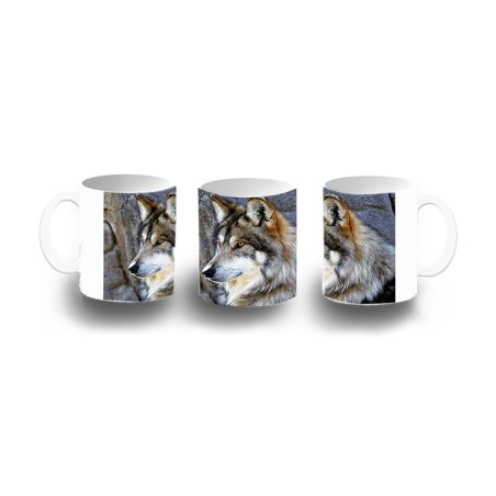 TAZA DE PLASTICO lobo gris animal salvaje feroz mascota bosque niños personalizada