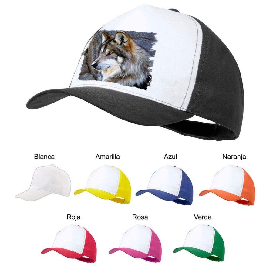 GORRA COLORES lobo gris animal salvaje feroz mascota bosque color personalizada