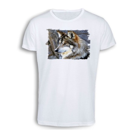 CAMISETA TACTO ALGODÓN lobo gris animal salvaje feroz mascota bosque cómoda personalizada