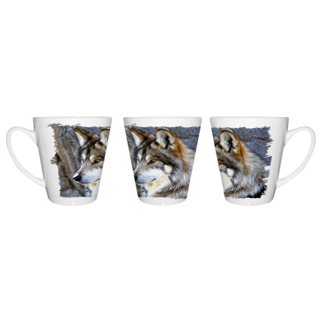 TAZA CÓNICA lobo gris animal salvaje feroz mascota bosque conica personalizada