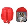 MOCHILA ROJA lobo gris animal salvaje feroz mascota bosque escolar personalizado