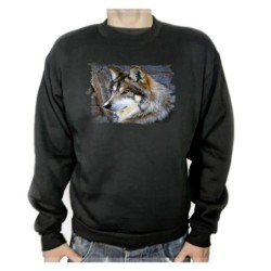 SUDADERA NEGRA lobo gris...