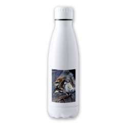 BIDON 700 ML ACERO INOXIDABLE lobo gris animal salvaje feroz mascota bosque tapon seguridad botella