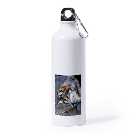 BIDON GRANDE 800 ML ACERO INOXIDABLE lobo gris animal salvaje feroz mascota bosque deporte deportivo mosqueton botella
