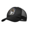 GORRA NEGRA CON REJILLA lobo gris animal salvaje feroz mascota bosque moda deporte