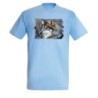 CAMISETA AZUL CIELO lobo gris animal salvaje feroz mascota bosque moda verano personalizada