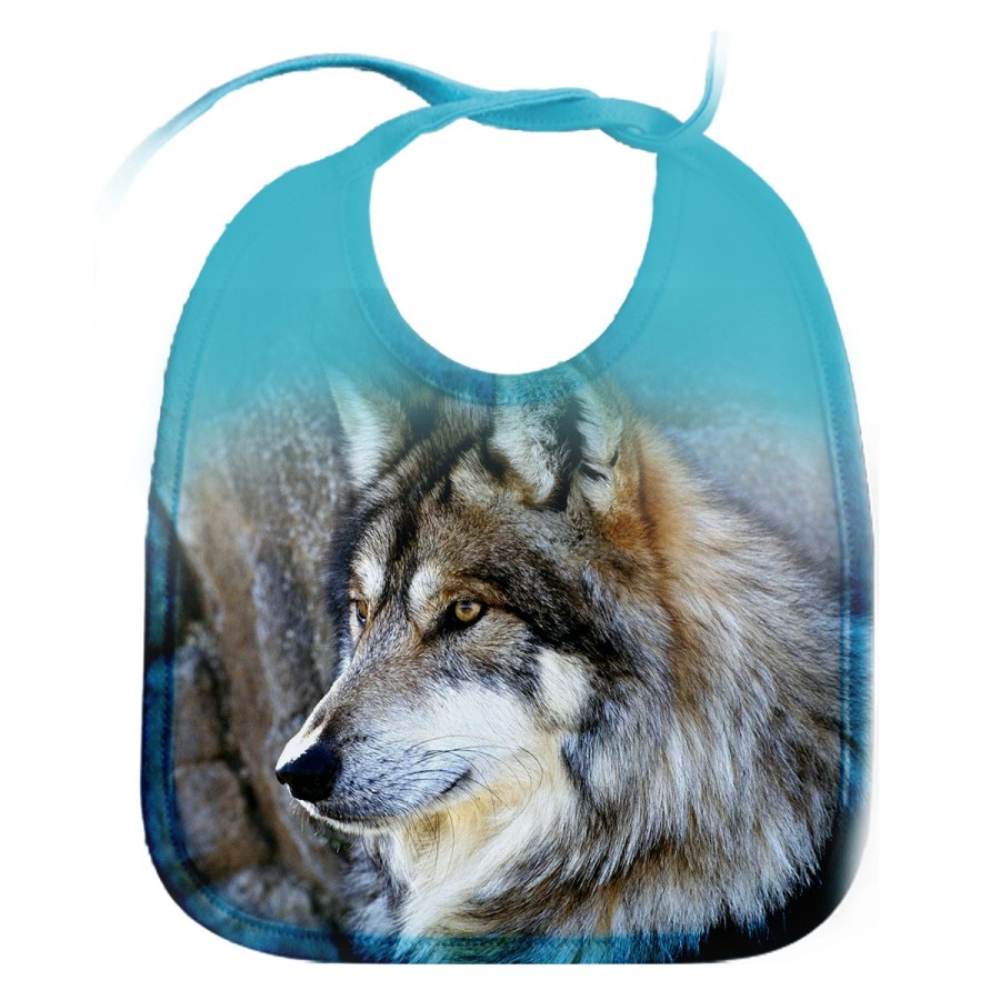 BABERO COLORES lobo gris animal salvaje feroz mascota bosque personalizado bebe