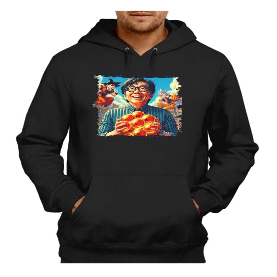 SUDADERA NEGRA CON CAPUCHA akira toriyama dragon bolas bola goku arale dai adulto poliester algodón personalizada