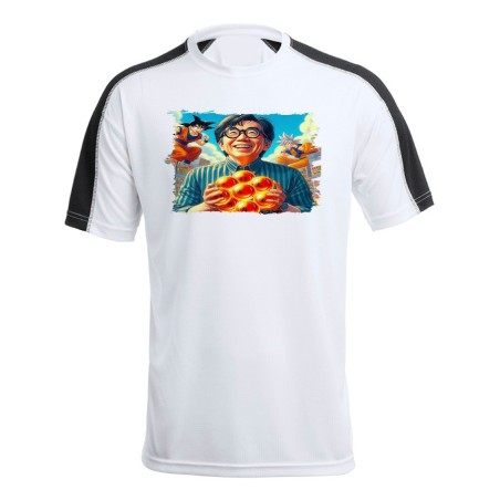 CAMISETA TÉCNICA FRANJA MANGAS NEGRA akira toriyama dragon bolas bola goku arale dai personalizada