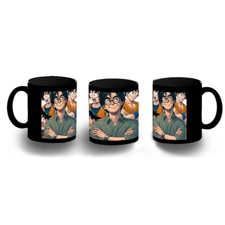 TAZA COMPLETAMENTE NEGRA akira toriyama goku chico super guerrero z saiyan personalizada