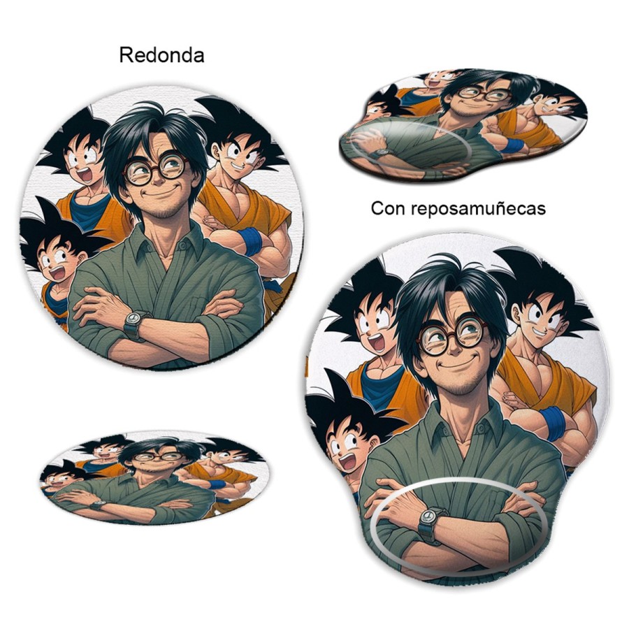 ALFOMBRILLA REDONDEADA akira toriyama goku chico super guerrero z saiyan curva curvada reposamuñecas pc raton