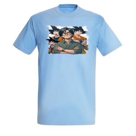 CAMISETA AZUL CIELO akira toriyama goku chico super guerrero z saiyan moda verano personalizada