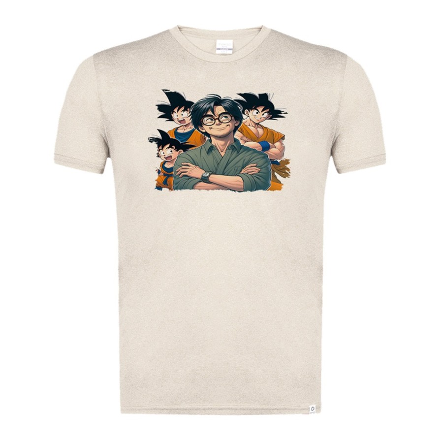 CAMISETA BLANCO NATURAL IMAGEN A COLOR akira toriyama goku chico super guerrero z saiyan moda verano tshirt