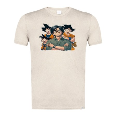 CAMISETA BLANCO NATURAL IMAGEN A COLOR akira toriyama goku chico super guerrero z saiyan moda verano tshirt