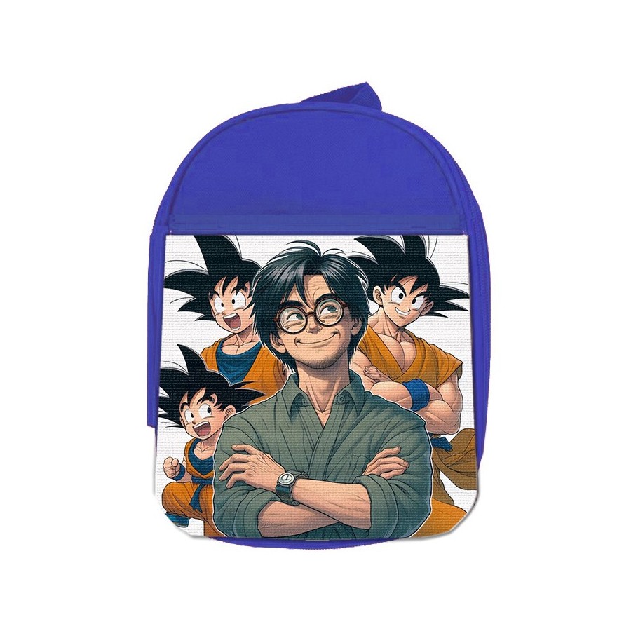 MOCHILA AZUL akira toriyama goku chico super guerrero z saiyan escolar personalizado picnic excursión deporte