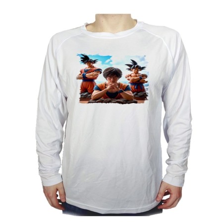 CAMISETA MANGA LARGA akira toriyama padre serie goku saijajin guerrero z personalizada