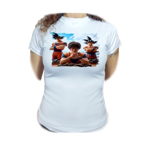 CAMISETA MUJER akira toriyama padre serie goku saijajin guerrero z moda personalizada