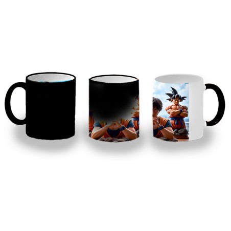 TAZA MÁGICA akira toriyama padre serie goku saijajin guerrero z personalizada