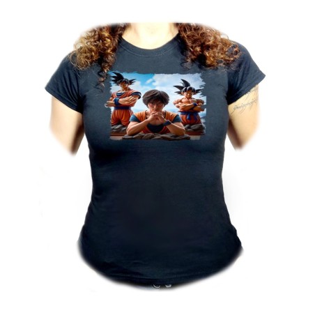 CAMISETA NEGRA MUJER akira toriyama padre serie goku saijajin guerrero z oferta personalizada