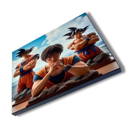 PANEL FOTOGRÁFICO DECORATIVO akira toriyama padre serie goku saijajin guerrero z cuadro acabado brillante elegante pared