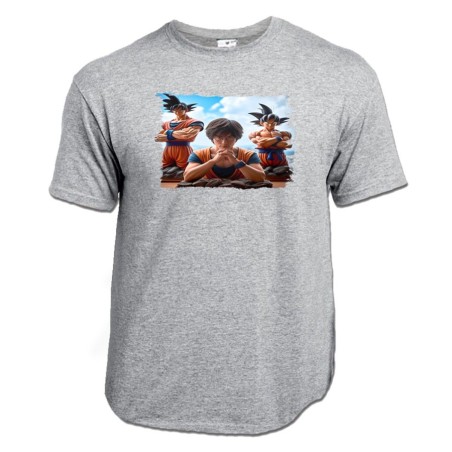 CAMISETA GRIS MEZCLA akira toriyama padre serie goku saijajin guerrero z moda verano personalizada