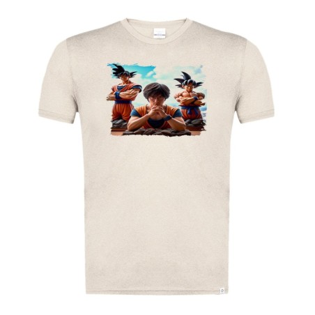 CAMISETA BLANCO NATURAL IMAGEN A COLOR akira toriyama padre serie goku saijajin guerrero z moda verano tshirt