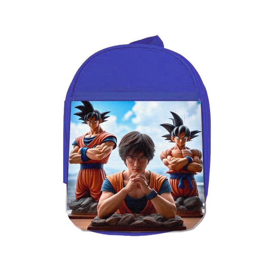 MOCHILA AZUL akira toriyama padre serie goku saijajin guerrero z escolar personalizado picnic excursión deporte