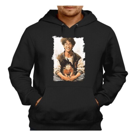 SUDADERA NEGRA CON CAPUCHA akira toriyama mangaka padre goku chico serie adulto poliester algodón personalizada