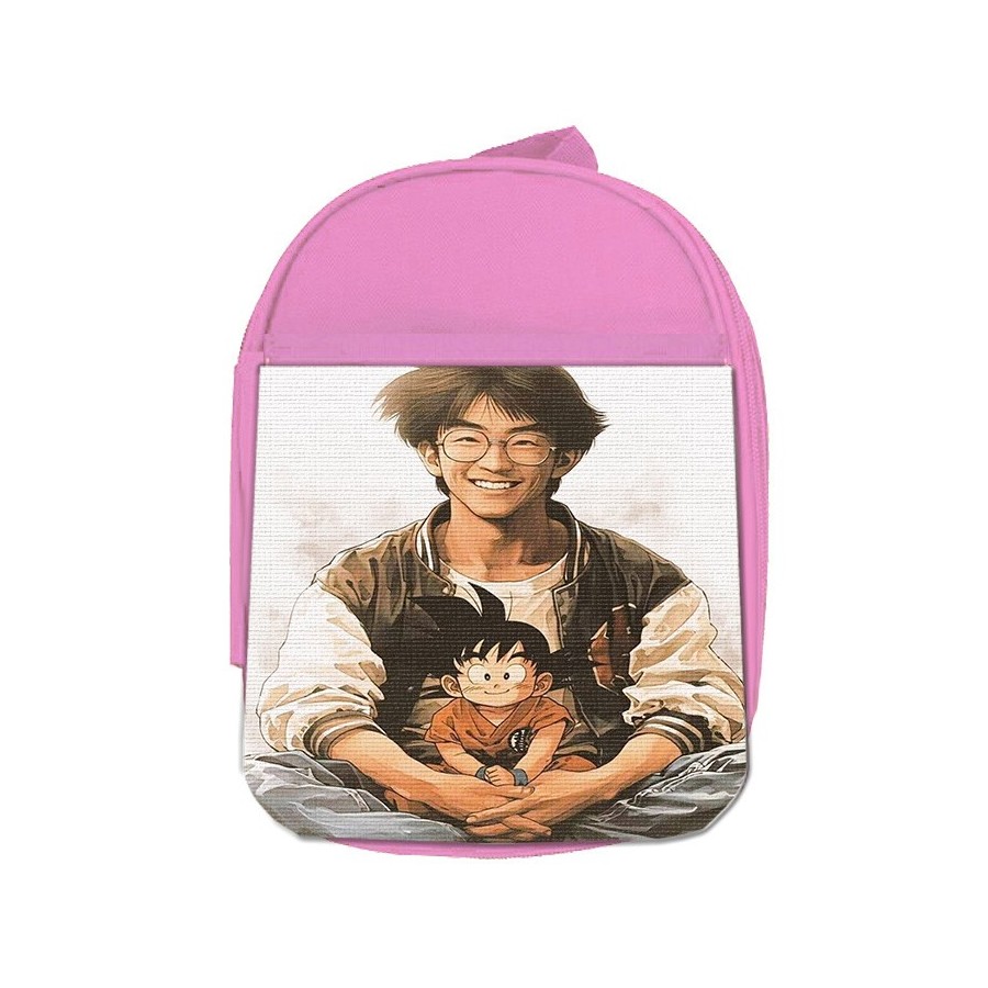 MOCHILA ROSA akira toriyama mangaka padre goku chico serie escolar personalizado picnic excursión deporte