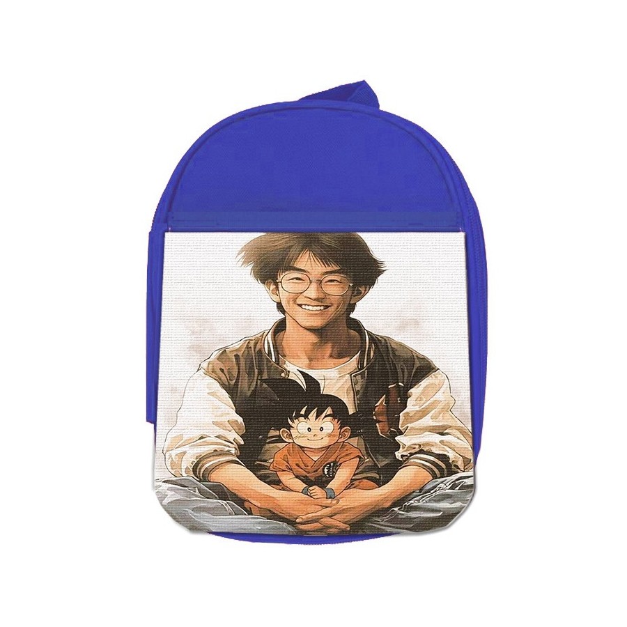 MOCHILA AZUL akira toriyama mangaka padre goku chico serie escolar personalizado picnic excursión deporte