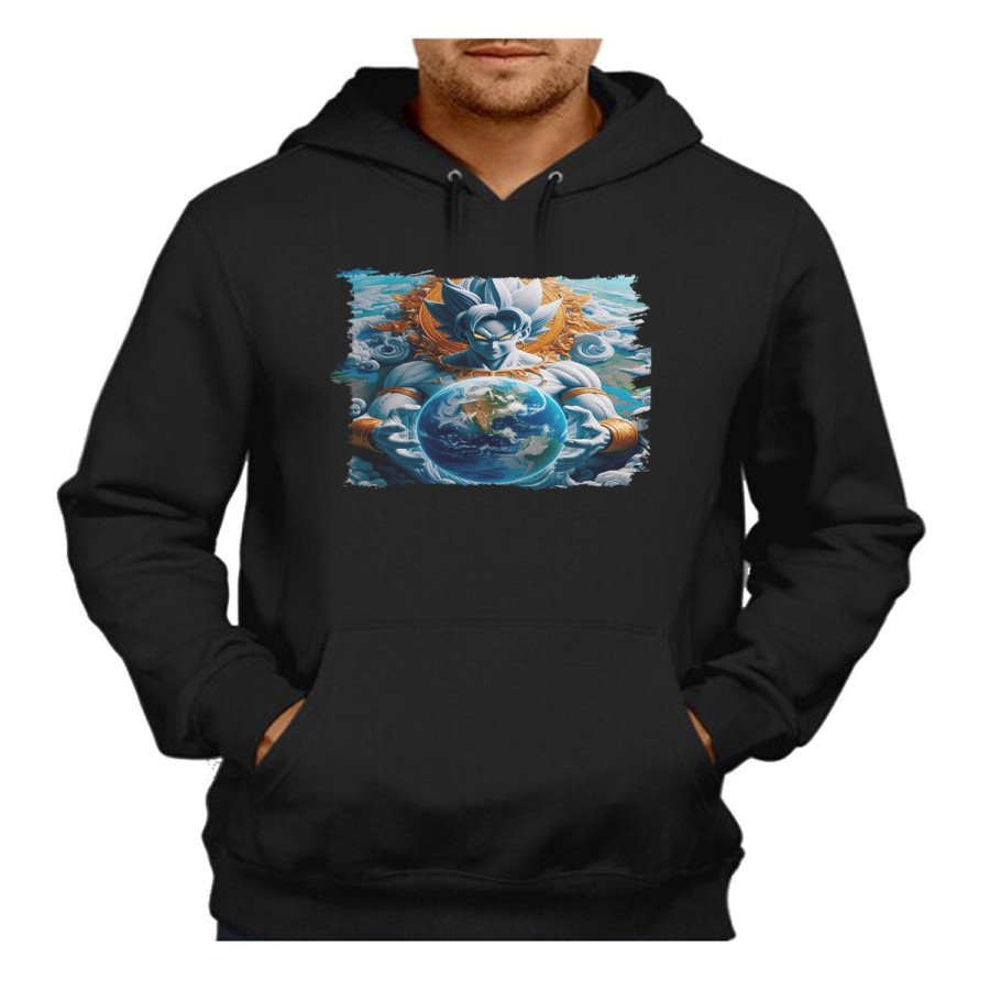 SUDADERA NEGRA CON CAPUCHA broly dios god ssj ultra instinto mundo universo z adulto poliester algodón personalizada